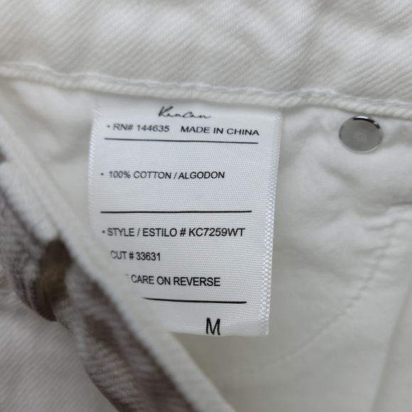 KanCan You Only Live Once White Denim Distressed High Rise Shorts Size Medium - Picture 5 of 8